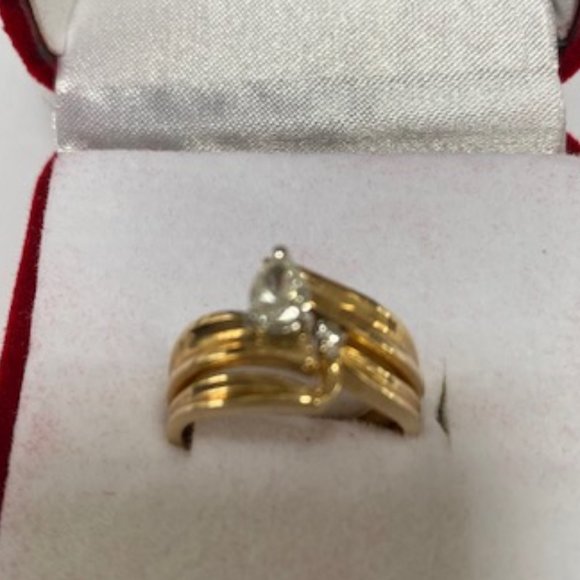 🌟🌸HOST PICK 🌟🌸 NWT 14K GOLD & GENUINE DIAMOND RING Set MSRP $2,595 - Picture 2 of 8